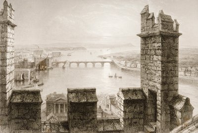 La rivière Shannon et Limerick depuis la tour de la cathédrale, comté de Limerick, de 