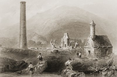 Les ruines de Glendalough, comté de Wicklow, Irlande, de 