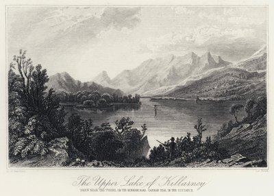 Le Lac Supérieur de Killarney, pris près du Tunnel sur la route de Kenmare, Carran Tual au loin (gravure) - William Henry Bartlett