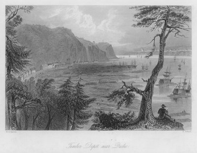 Dépôt de bois près de Québec (gravure) - William Henry Bartlett