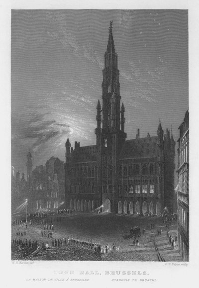 Hôtel de ville, Bruxelles - William Henry Bartlett