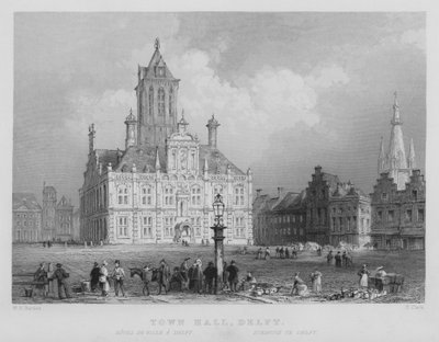 Hôtel de Ville, Delft (gravure) - William Henry Bartlett