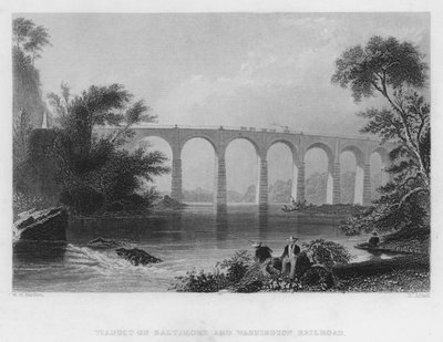 Viaduc sur le chemin de fer de Baltimore et Washington - William Henry Bartlett