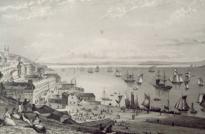 Vue du port de Cobh, en direction de Rostellan, comté de Cork, Irlande dans les années 1830, de 