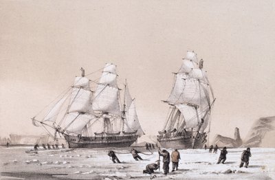 Apparence remarquable dans le ciel toujours en face du soleil (en haut) et Le Pouce du Diable, navires forant et se déplaçant dans la banquise (en bas) des 