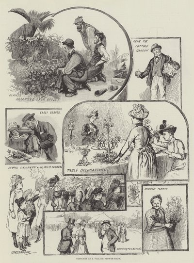 Croquis à une exposition florale de village - William Henry Charles Groome