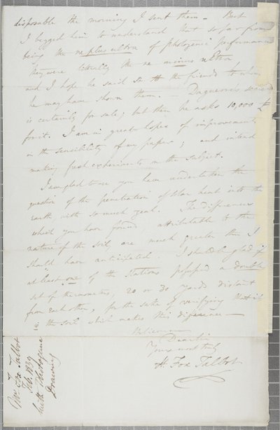 Lettre signée de William Henry Fox Talbot à James David Forbes, 1839 - William Henry Fox Talbot