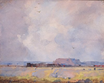 Dans le pays du plateau, avec un pueblo habité, 1929 - William Henry Holmes