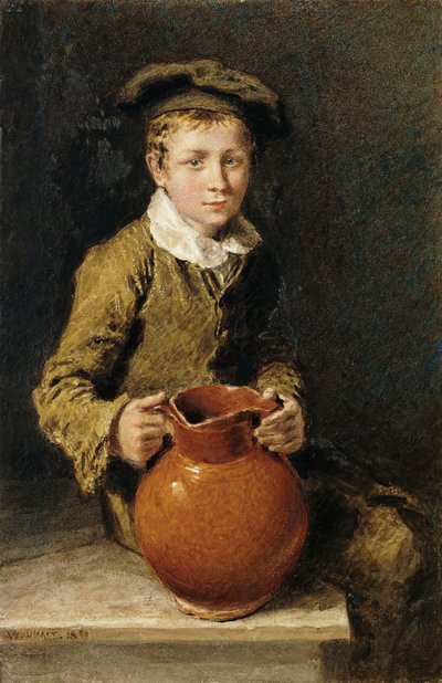 Un garçon assis sur un banc avec une cruche, 1839 - William Henry Hunt