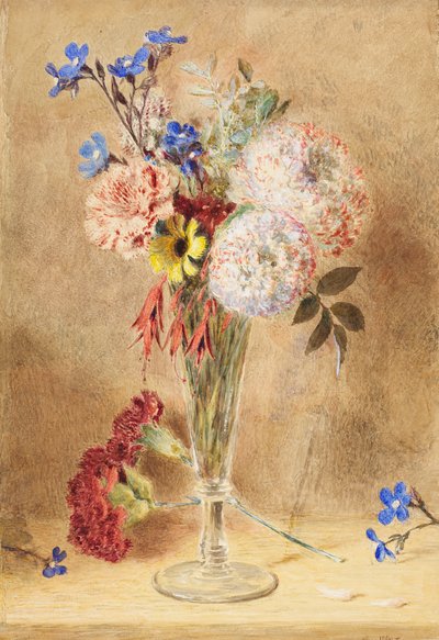 Fleurs dans un vase en verre - William Henry Hunt