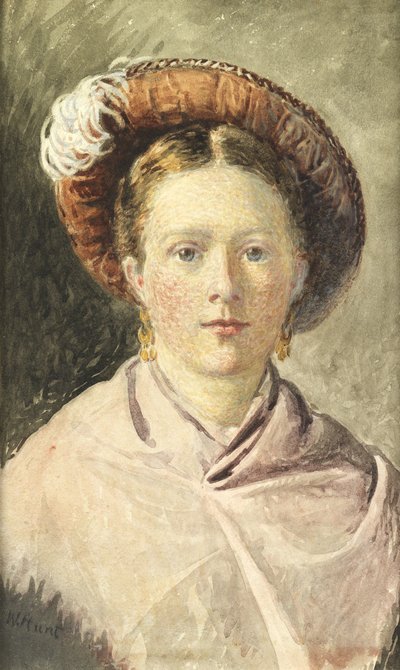 Dame avec un chapeau à plumes - William Henry Hunt