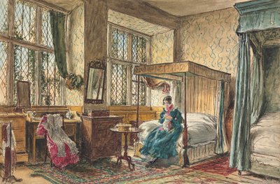 Mlle Moore cousant dans sa chambre, Hardwick Hall, Derbyshire - William Henry Hunt