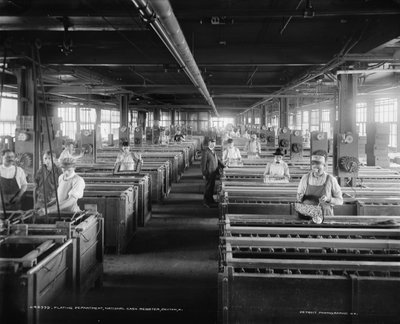 Travailleurs dans le département de placage, National Cash Register Company, Dayton, Ohio, USA, c.1902 - William Henry Jackson
