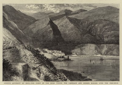 Grave accident à Nice, le point de la route où la voiture et les chevaux ont roulé dans le précipice - William Henry James Boot