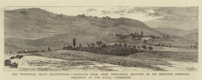 Les négociations de paix du Transvaal, ferme de Cockran, près de Newcastle, occupée par Sir Hercules Robinson, président de la commission royale - William Henry James Boot