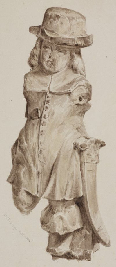 Figure sculptée en chêne, autrefois dans l