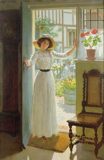 By the Cottage Door (huile sur toile) - William Henry Margetson