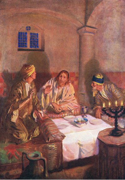 Soirée à Emmaüs, de The Bible Picture Book publié par Thomas Nelson, c.1950 - William Henry Margetson