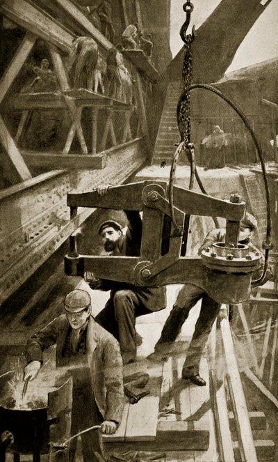Rivetage Hydraulique sur le Pont du Forth - William Henry Margetson