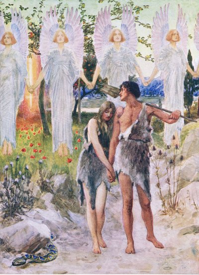 Au commencement, de The Bible Picture Book publié par Thomas Nelson, vers 1950 - William Henry Margetson