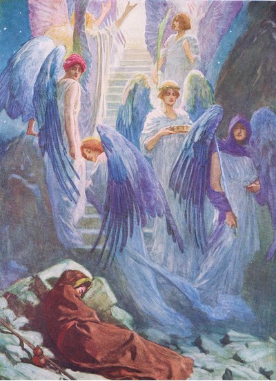 Le rêve de Jacob, de The Bible Picture Book publié par Thomas Nelson, vers 1950 - William Henry Margetson