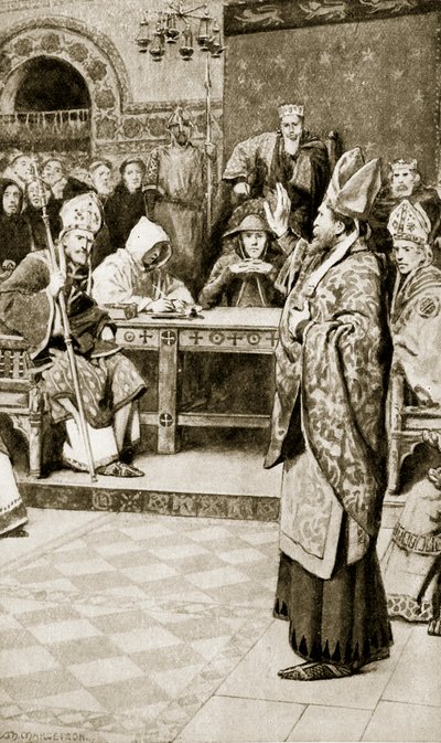 Jocelyn, évêque de Glasgow, à Northampton, 1176, illustration de 