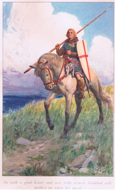 Ainsi, avec bon cœur et mieux armé, Galahad poursuivit sa quête - William Henry Margetson