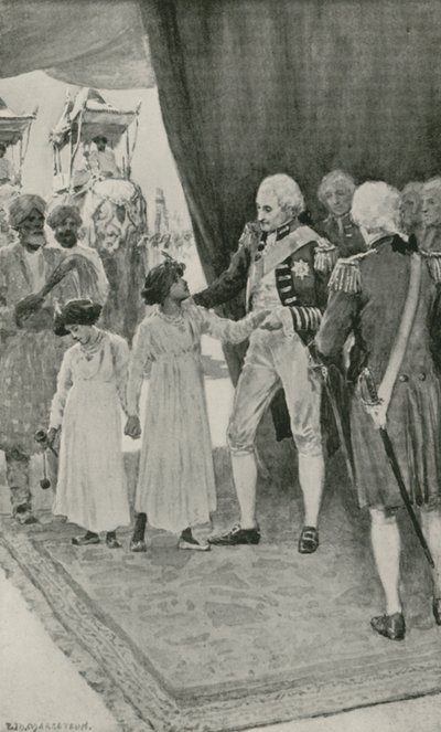 Les fils du Sultan Tippu sont reçus par Lord Cornwallis comme otages - William Henry Margetson