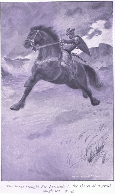 Le cheval amena Sir Percivale aux rives d