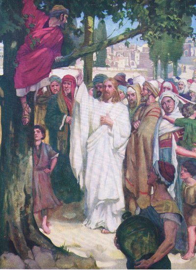 Zachée, de The Bible Picture Book publié par Thomas Nelson, c.1950 - William Henry Margetson