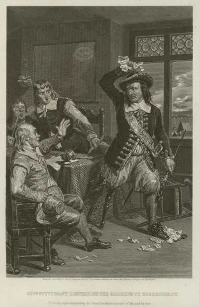 Le gouverneur Stuyvesant détruisant la convocation à rendre New York, 1664 - William Henry Powell