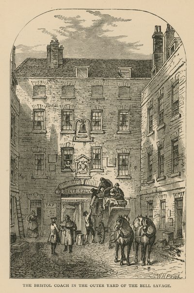 La diligence de Bristol dans la cour extérieure du Bell Savage, Londres - William Henry Prior