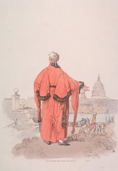Échevin en costume civique regardant vers la cathédrale Saint-Paul, Londres, 1805 - William Henry Pyne