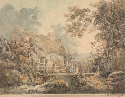 Cottage et pont piétonnier - William Henry Pyne