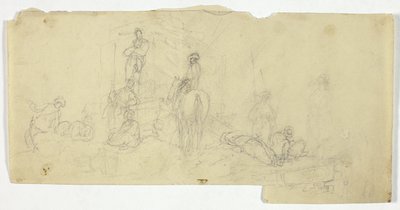 Groupe de paysans avec un homme à cheval - William Henry Pyne