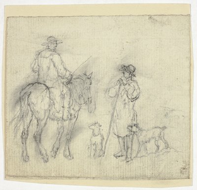 Homme avec des chiens et un autre à cheval - William Henry Pyne