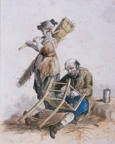 Deux réparateurs de chaises, personnages provinciaux, 1804 - William Henry Pyne