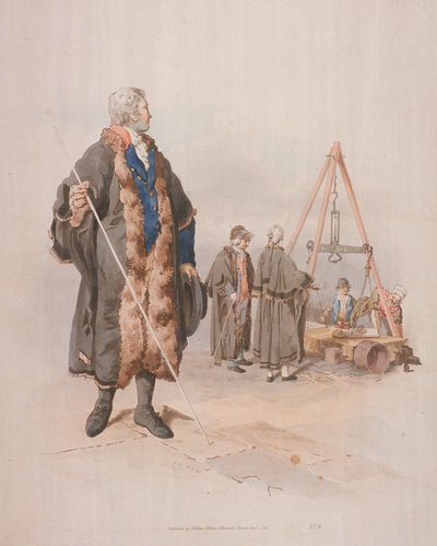 Ward Beadle en costume civique, tenant un bâton, à une enquête de Wardmote, 1805 - William Henry Pyne