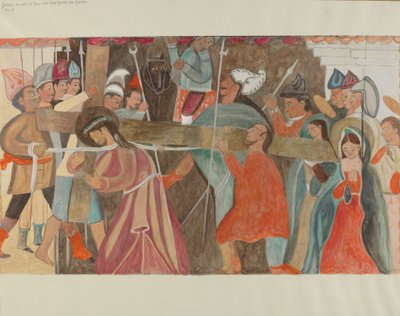 Station de la Croix n° 5 : Jésus est aidé à porter sa croix, vers 1936 - William Herbert