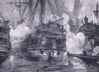 La bataille de Navarin en 1828 (lithographie) - William Heysham (after) Overend