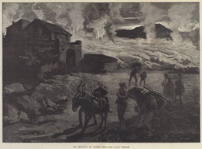 Une éruption du mont Etna, le flux de lave - William Heysham Overend