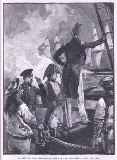 Le capitaine Walpole interceptant les navires du duc de Saldanha - William Heysham Overend
