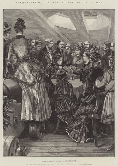 Commémoration de la bataille de Trafalgar, HMS Victory le 21 octobre 1886, à Portsmouth - William Heysham Overend
