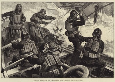 Service de bateau de sauvetage sur la côte du Lincolnshire, lancement de la fusée à main - William Heysham Overend