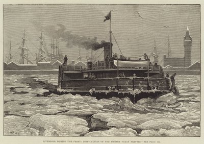 Liverpool pendant le gel, difficultés du trafic du ferry de la Mersey - William Heysham Overend