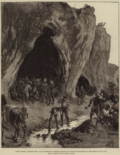 Lundi Khana, col de Khyber, grotte où Sir Samuel Browne et son état-major ont bivouaqué la nuit du 23 novembre - William Heysham Overend