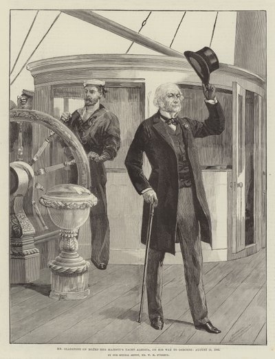 M. Gladstone à bord du yacht de Sa Majesté Alberta, en route pour Osborne, 15 août 1892 - William Heysham Overend