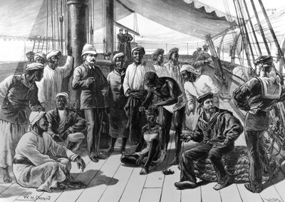 M. Stanley et certains de ses suiveurs africains à bord du HMS Industry, publié dans 