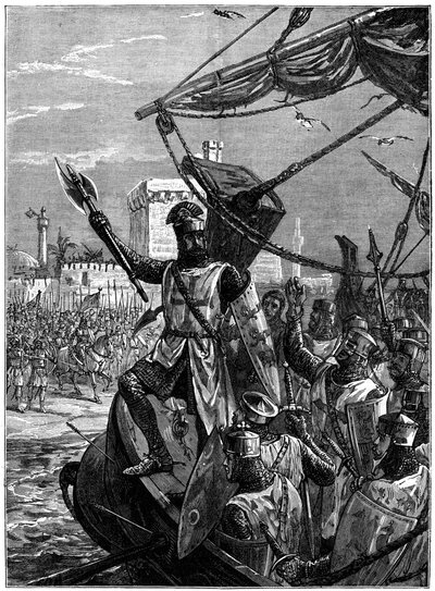 Richard I, Cœur de Lion débarquant à Jaffa Joppa, septembre 1191, vers 1880 - William Heysham Overend