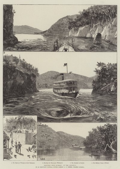 Croquis de Birmanie, sur le Chindwin - William Heysham Overend